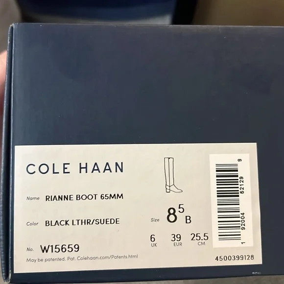 Cole Haan Rianne Black Leather/Suede Knee High Boots - Picture 2 of 5